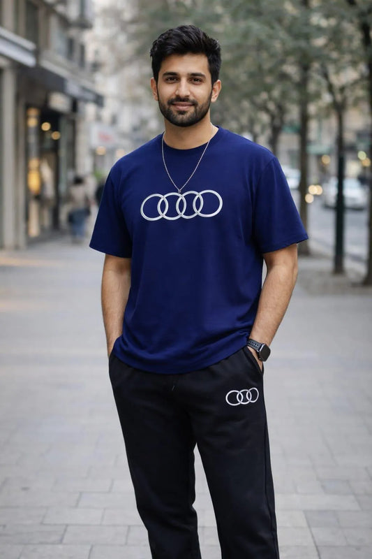 Audi Logo 2-Piece Cotton Track Suit Blue Black