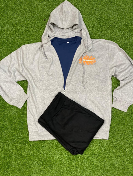 Men Fleece Zipper Track Suit Blue Medium to XL