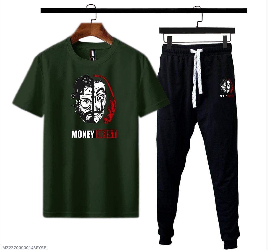 Men's Green Micro Interlock Track Suit 2-Piece Summer Wear