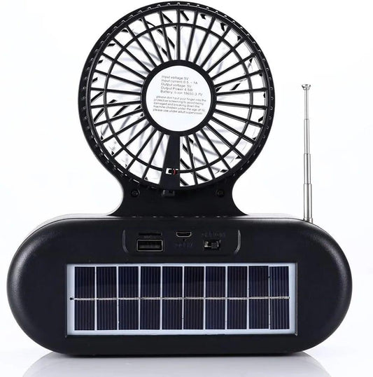 Solar Fan with Music & LED Light for Outdoor Use