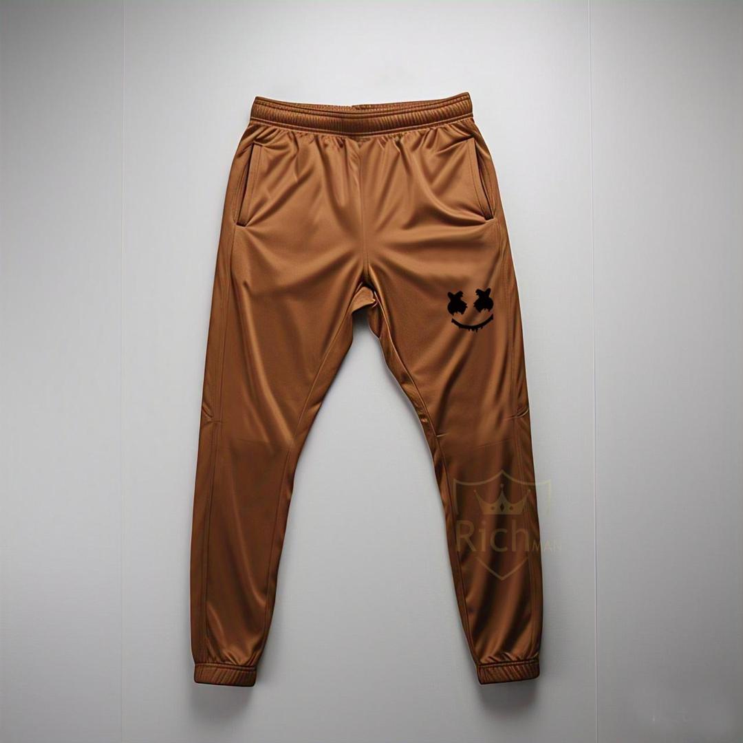Men Micro Print Track Suit Brown Eid Festive Wear
