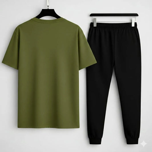 Men BMW Printed Green Track Suit Set 2Pcs Polyester