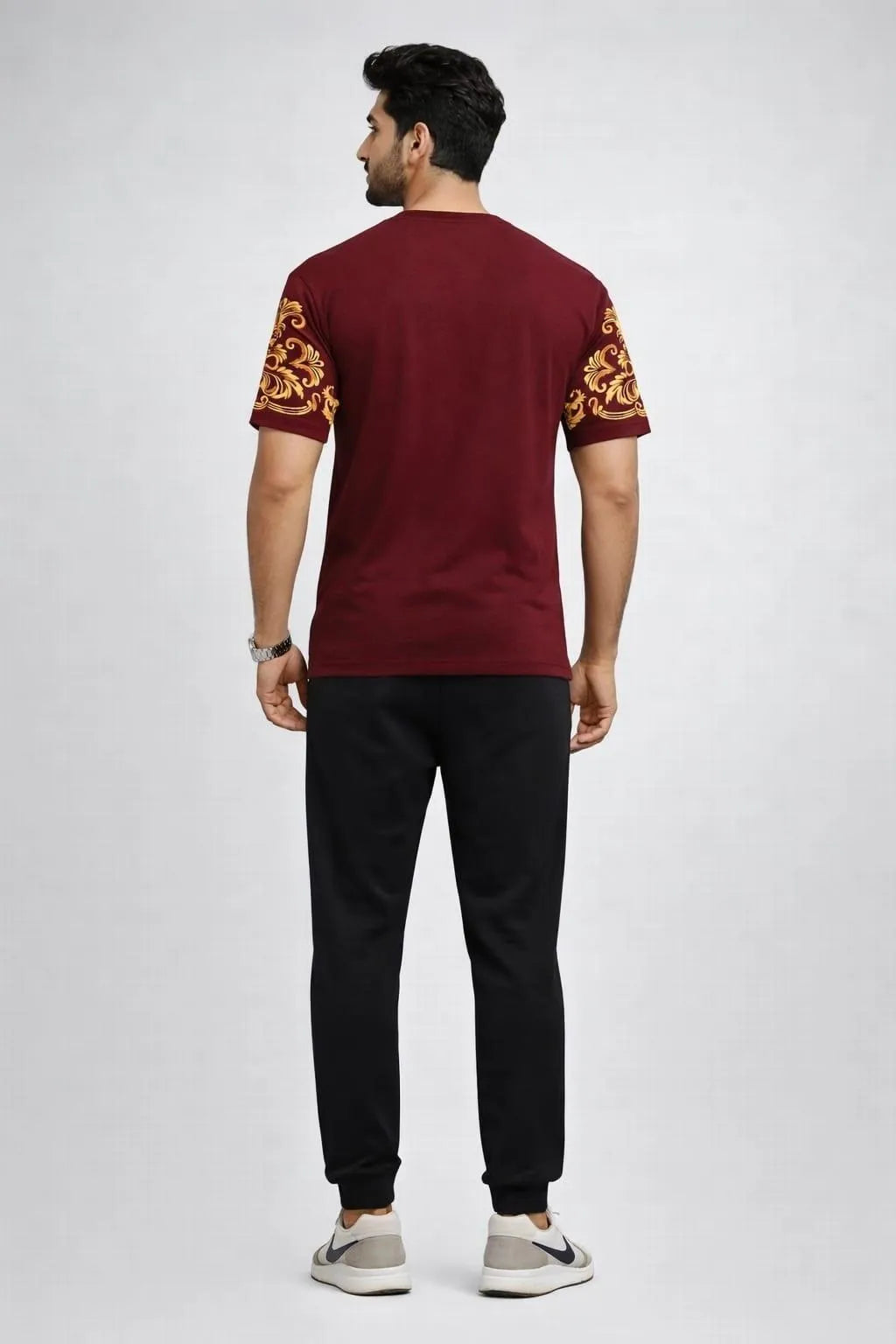 Men Maroon Richman Royal Printed Track Suit Cotton Summer Set
