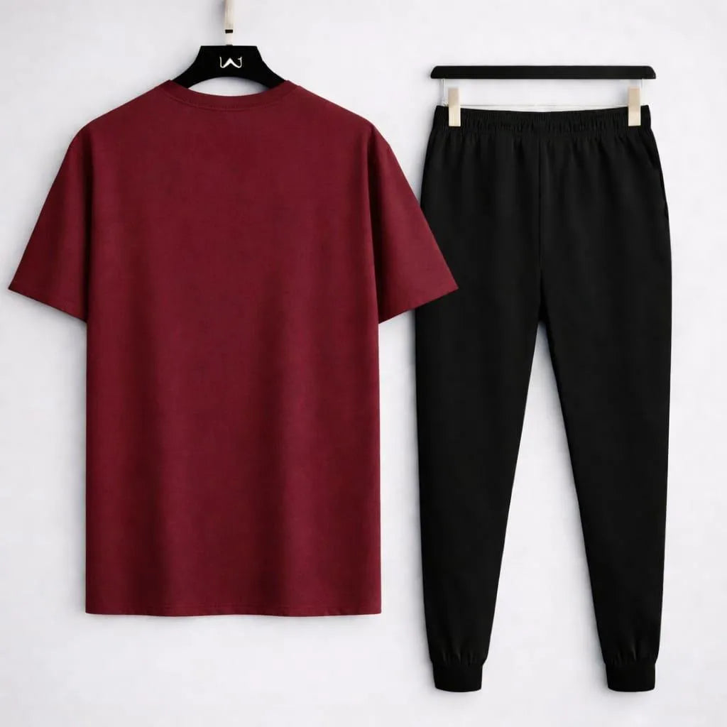 Maroon & Black Billionaire Crest Track Suit for Men