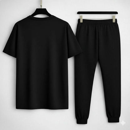 Audi Logo Track Suit Black Slim Fit 2-Piece Set for Men
