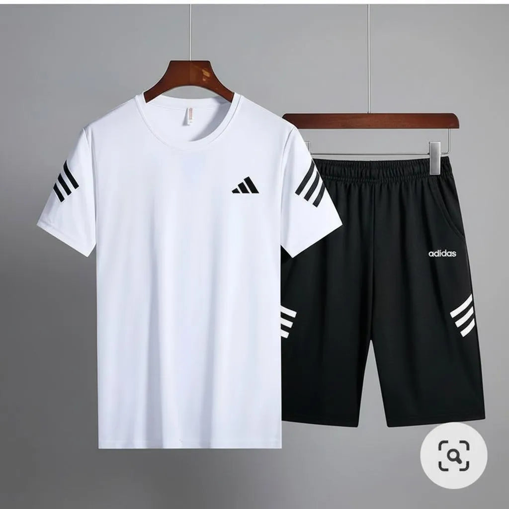 Nikkar Tracksuit White Black 2Pc Summer Casual