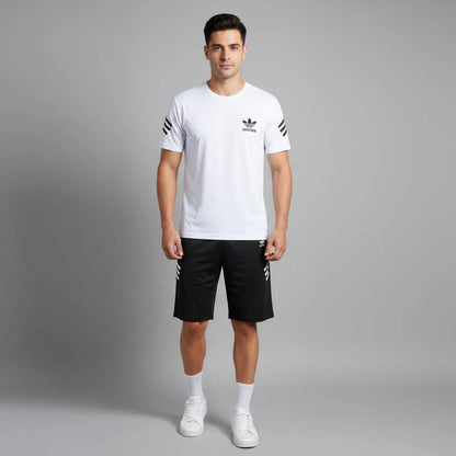 Nikkar Tracksuit White Black 2Pc Summer Casual