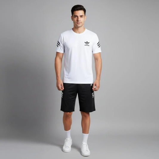 Nikkar Tracksuit White Black 2Pc Summer Casual