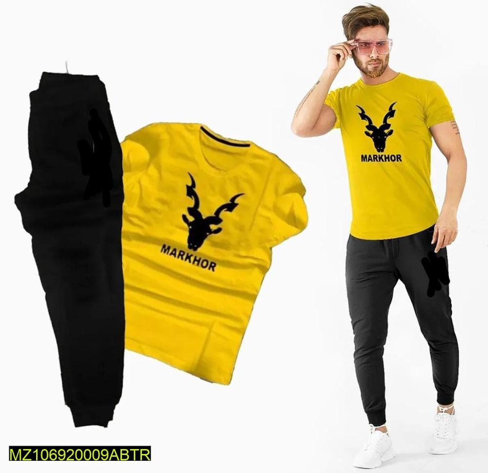 Men Printed Markhor Track Suit Yellow Black