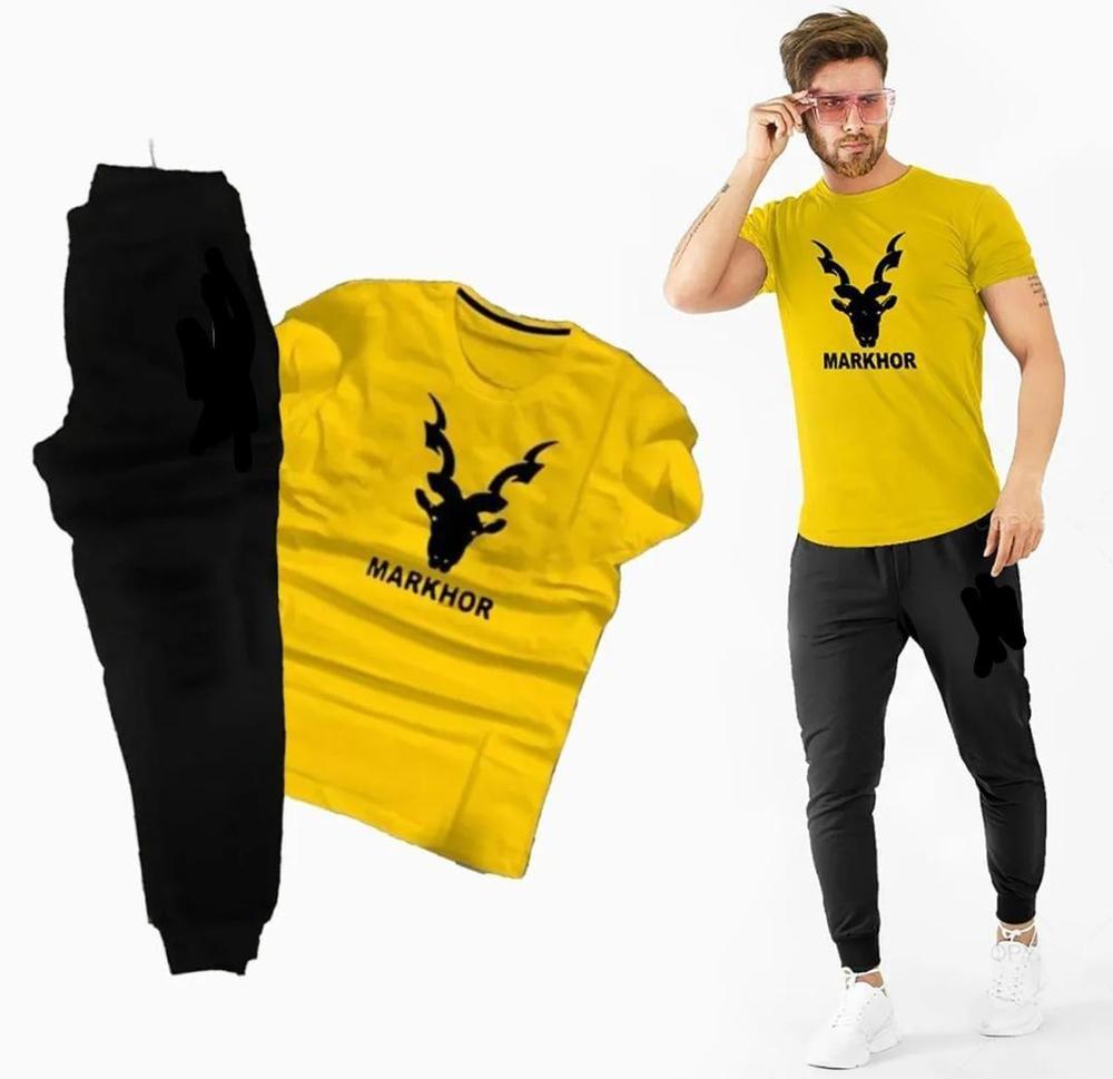 Men Printed Markhor Track Suit Yellow Black
