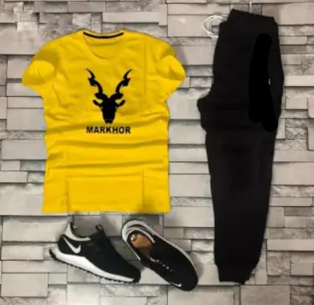 Men Printed Markhor Track Suit Yellow Black