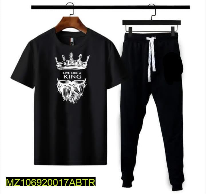 Men Polyester Printed Track Suit Black Live Like King