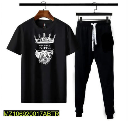 Men Polyester Printed Track Suit Black Live Like King