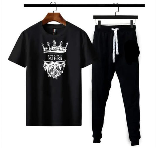Men Polyester Printed Track Suit Black Live Like King