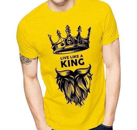 Men Printed King Crown & Beard Track Suit Yellow Black Medium to XL