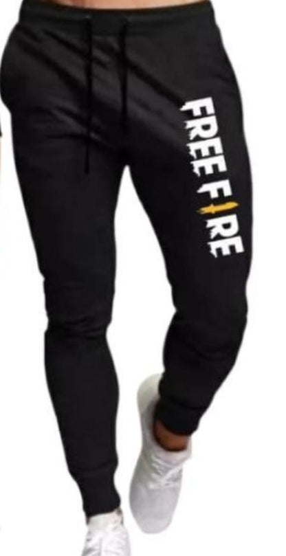 Men Printed Track Suit Set Free Fire Cap Black Medium to XL