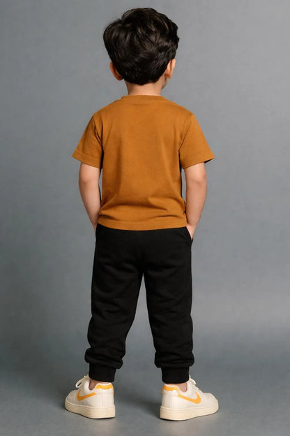 Kids Sonic Printed 2-Piece Tracksuit Brown Polyester