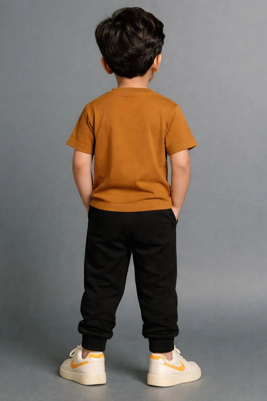 Kids Sonic Printed 2-Piece Tracksuit Brown Polyester