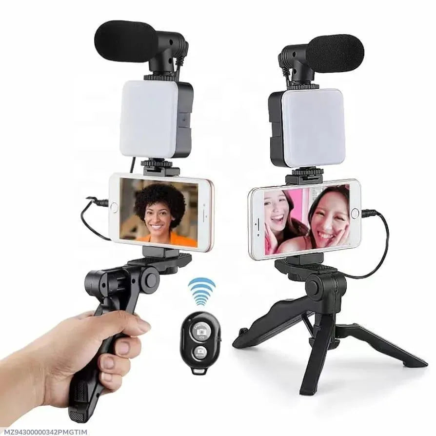Vlogging Kit with Mic & Light Black