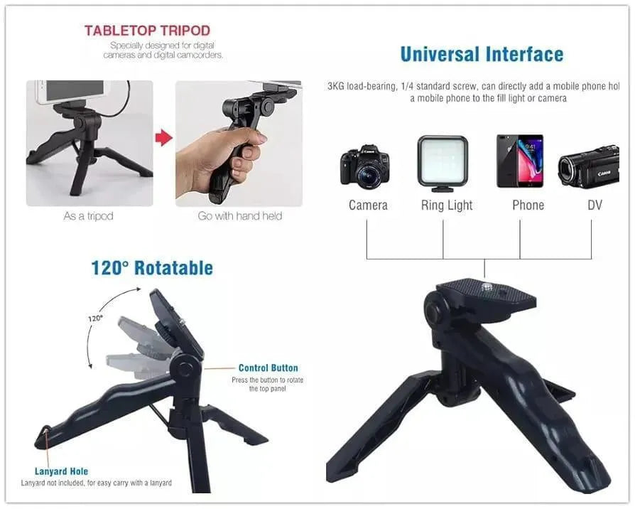 Vlogging Kit with Mic & Light Black