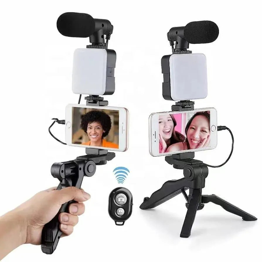 Vlogging Kit with Mic & Light Black