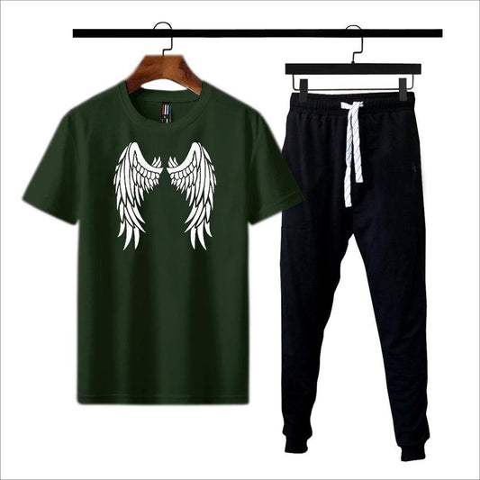 White Angel Wing Cotton Jersey T-Shirt & Joggers Set