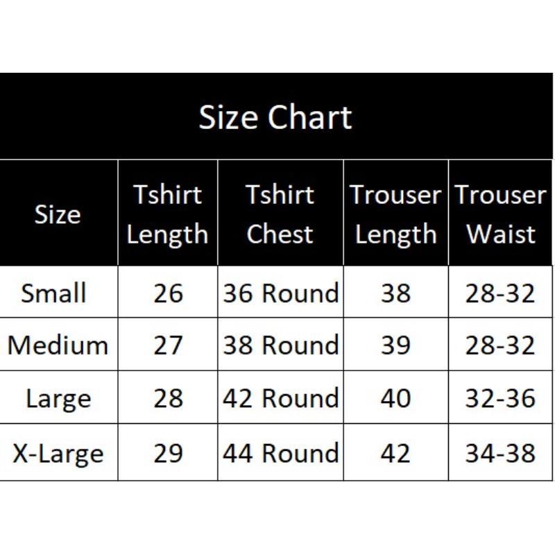 Men Black Printed Cotton Track Suit 2Pcs
