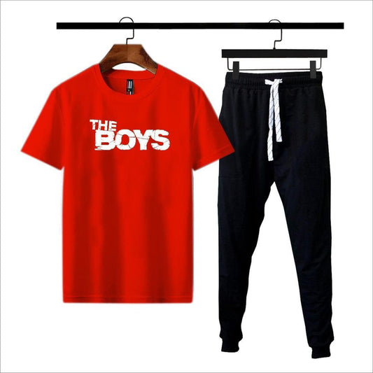 Men Cotton Printed Track Suit Red Black Drawstring Medium to XL