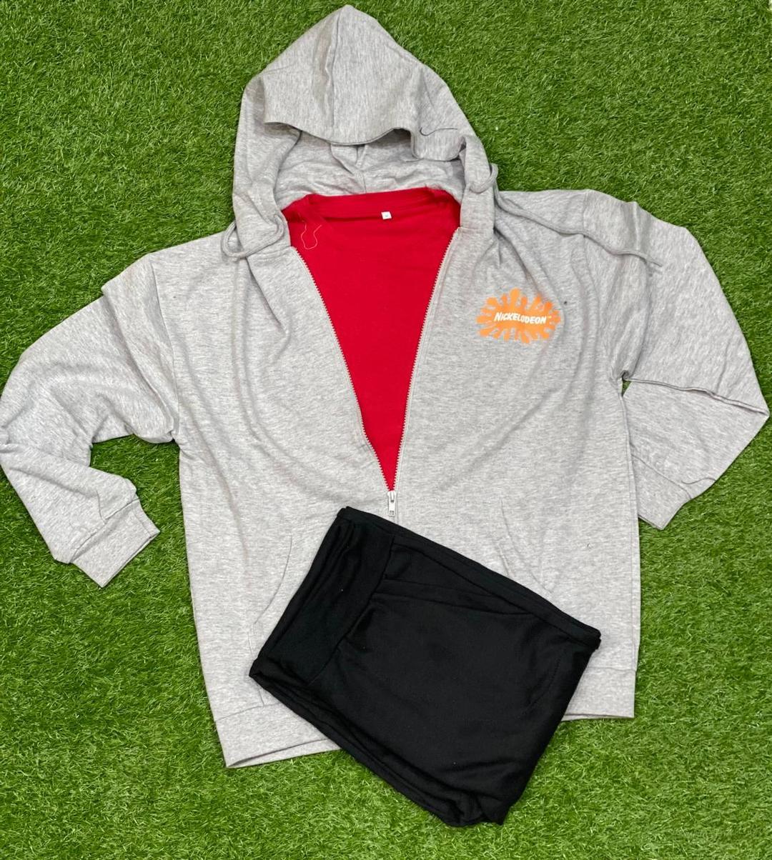Men Red Fleece Zipper Track Suit 3Pc Set
