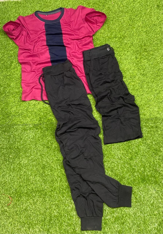 Men's Cotton Jersey Track Suit Red Navy Black