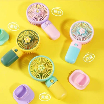 Mini Rechargeable Handheld Fan Green Yellow ABS