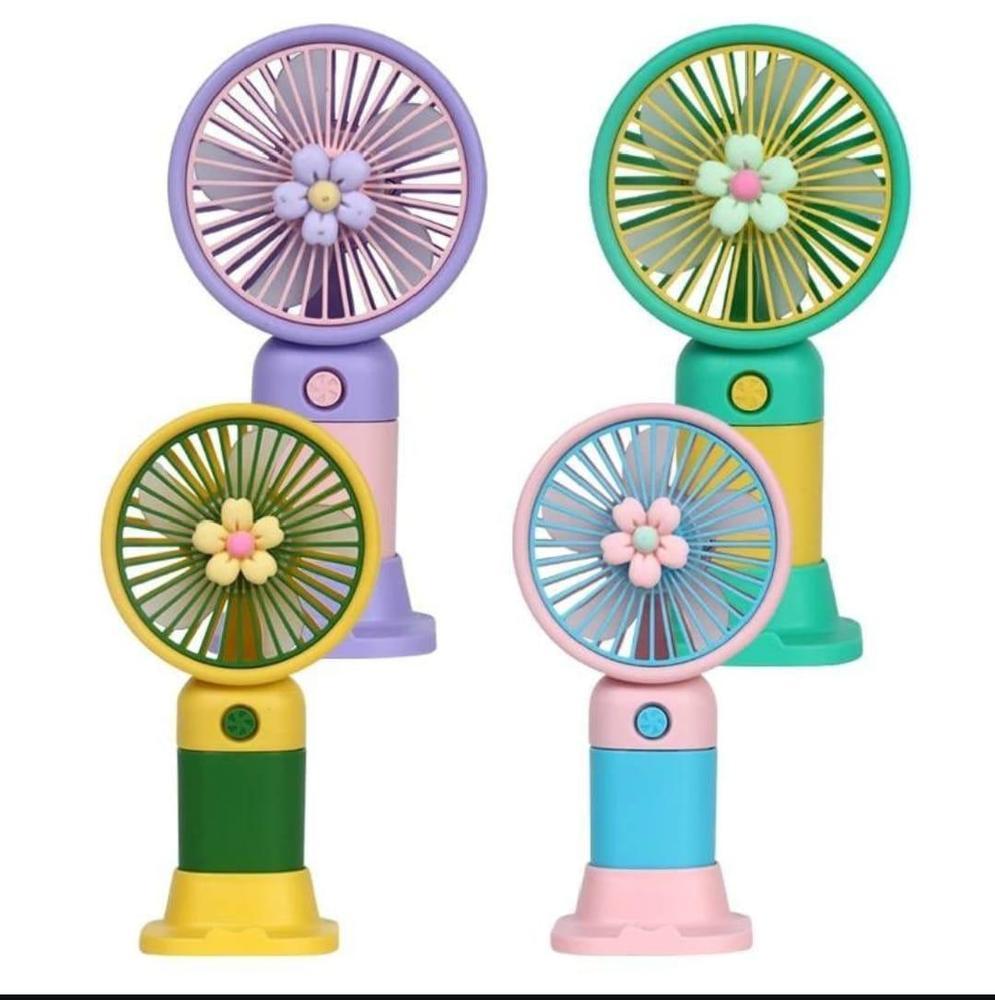 Mini Rechargeable Handheld Fan Green Yellow ABS