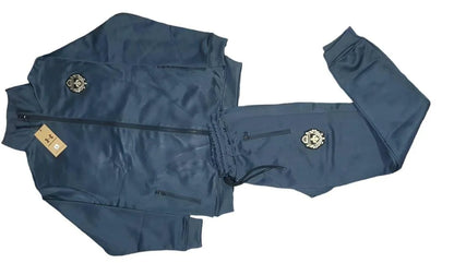 Men Fleece Zip Track Suit Blue 2Pcs