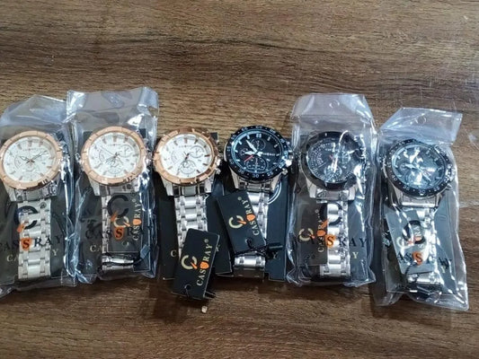 Men's Stainless Steel Chain Strap Watches Black Golden