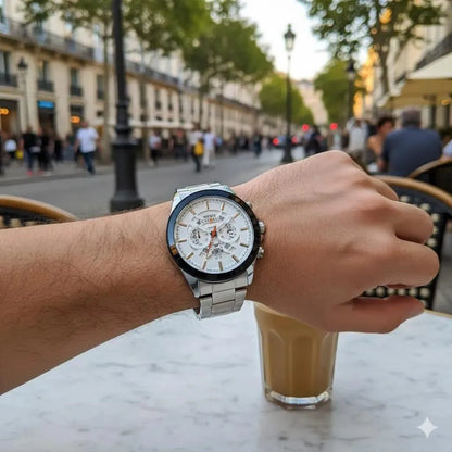 Men's Stainless Steel Chain Strap Watches Black Golden