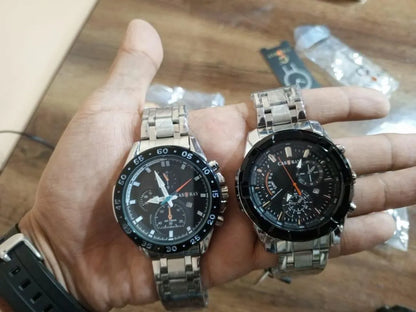 Men's Stainless Steel Chain Strap Watches Black Golden