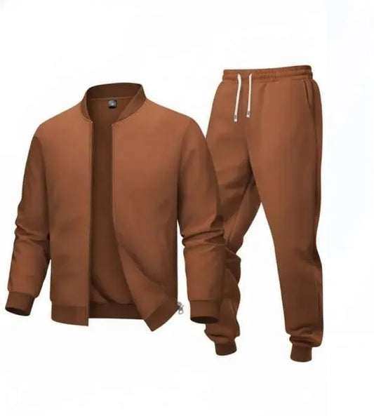 Men Mustard Polyester Zipper Track Suit Set