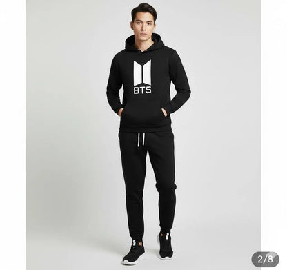 2 Pcs Men's Polyester Printed Hoodie Track Suit