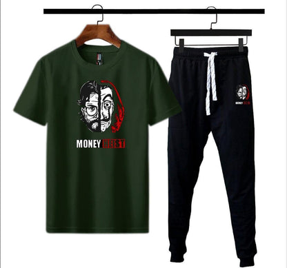 Men's Green Micro Interlock Track Suit 2-Piece Summer Wear