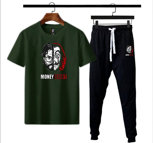 Men's Green Micro Interlock Track Suit 2-Piece Summer Wear