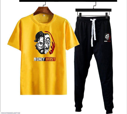 Men's Micro Interlock Graphic Track Suit Yellow 2Pcs XL