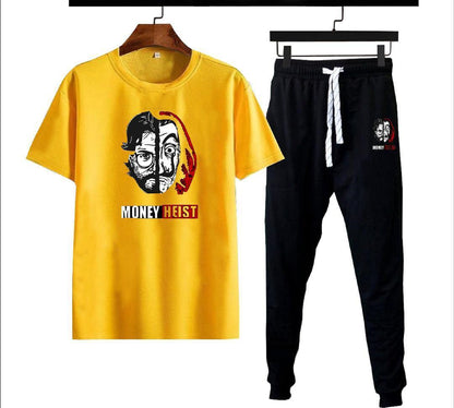 Men's Micro Interlock Graphic Track Suit Yellow 2Pcs XL