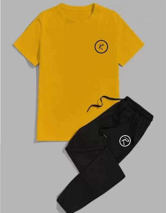 Men Dri Fit Printed Track Suit Yellow