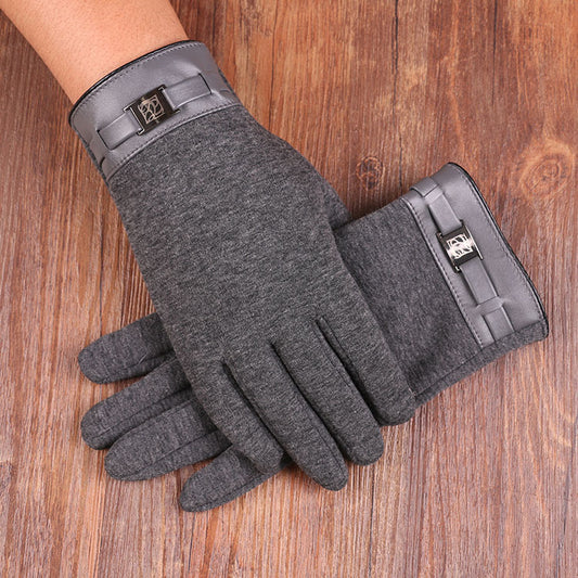 Men's Touchscreen Warm Velvet Gloves Black Winter