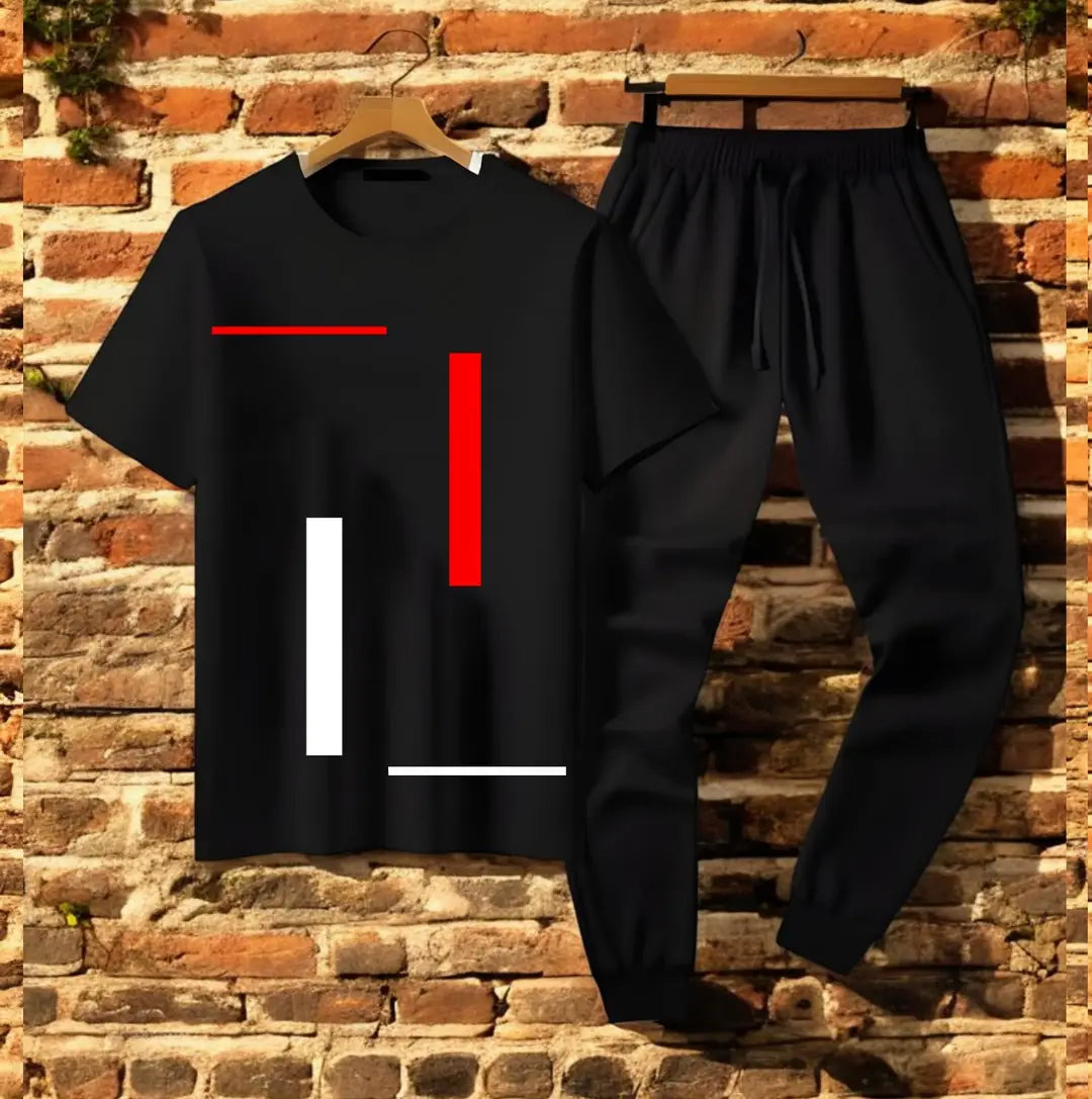 2 Pcs Men's Jersey Printed Track Suit