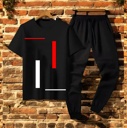2 Pcs Men's Jersey Printed Track Suit
