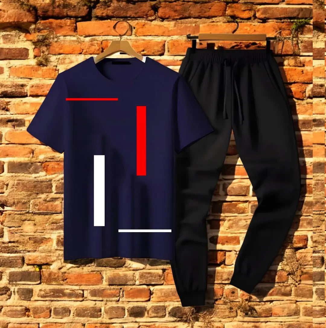 2 Pcs Men's Jersey Printed Track Suit