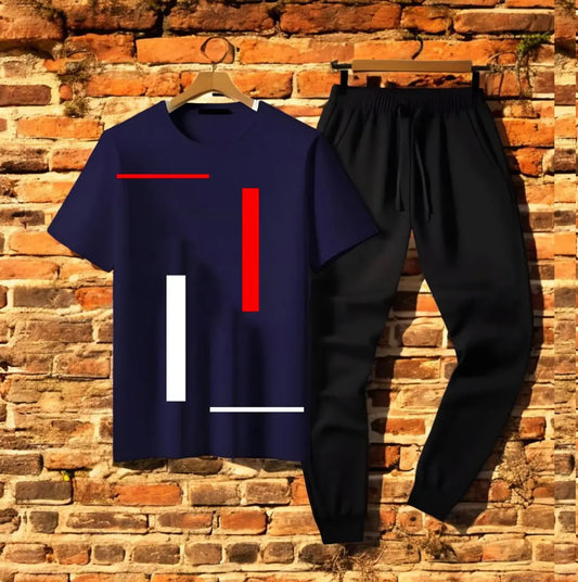 2 Pcs Men's Jersey Printed Track Suit