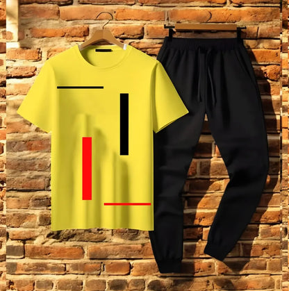 2 Pcs Men's Jersey Printed Track Suit