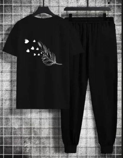 2 Pcs Women's Stitched Cotton Printed Tracksuit